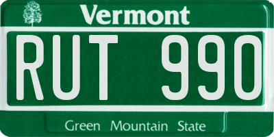 VT license plate RUT990