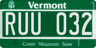 VT license plate RUU032