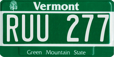 VT license plate RUU277