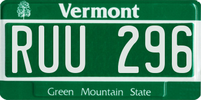 VT license plate RUU296