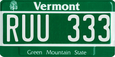 VT license plate RUU333