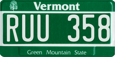 VT license plate RUU358