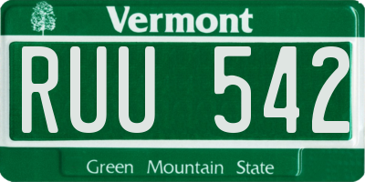 VT license plate RUU542