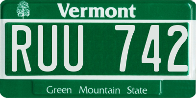 VT license plate RUU742