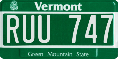 VT license plate RUU747