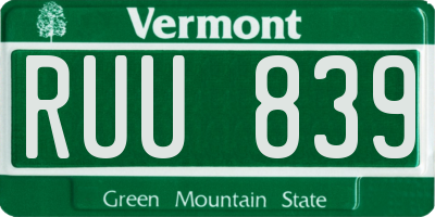 VT license plate RUU839