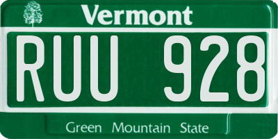 VT license plate RUU928