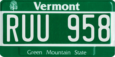VT license plate RUU958