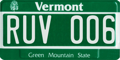 VT license plate RUV006