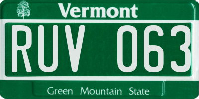 VT license plate RUV063