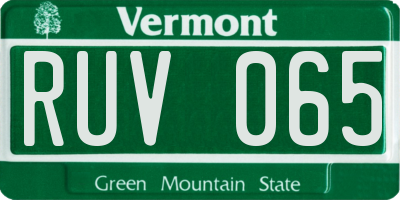 VT license plate RUV065