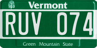 VT license plate RUV074