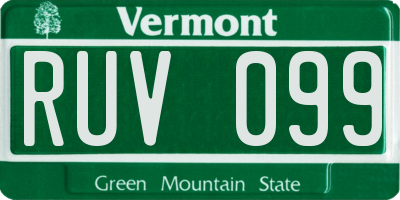 VT license plate RUV099