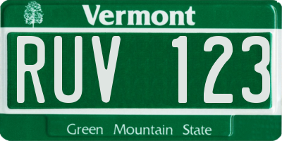 VT license plate RUV123