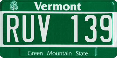 VT license plate RUV139