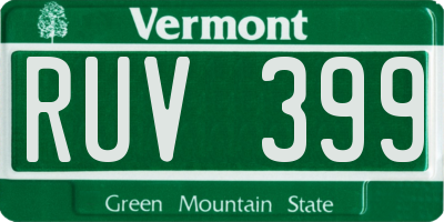 VT license plate RUV399