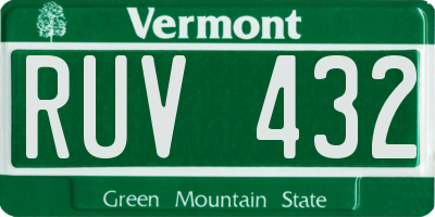 VT license plate RUV432