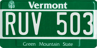 VT license plate RUV503