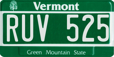 VT license plate RUV525