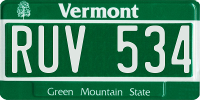 VT license plate RUV534