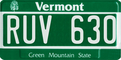 VT license plate RUV630
