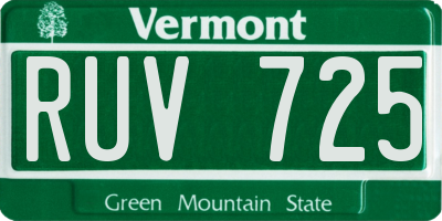VT license plate RUV725