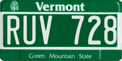 VT license plate RUV728