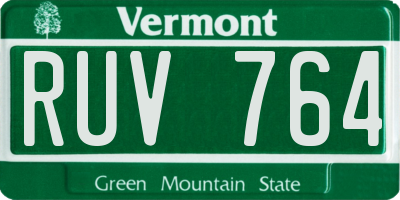 VT license plate RUV764