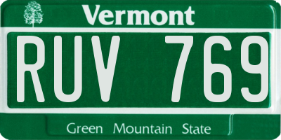 VT license plate RUV769