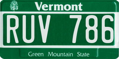 VT license plate RUV786