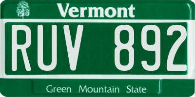 VT license plate RUV892