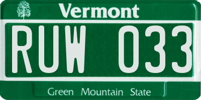 VT license plate RUW033