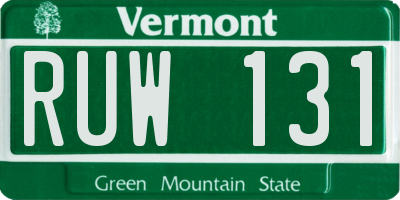 VT license plate RUW131