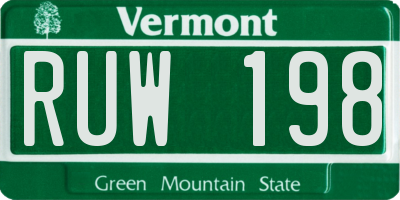 VT license plate RUW198