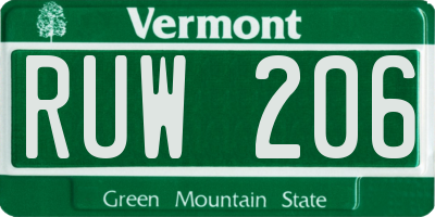VT license plate RUW206