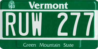 VT license plate RUW277