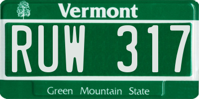 VT license plate RUW317