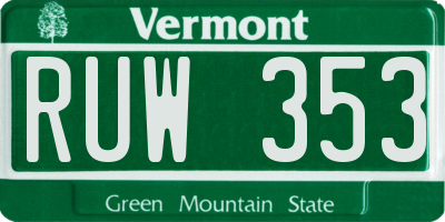VT license plate RUW353