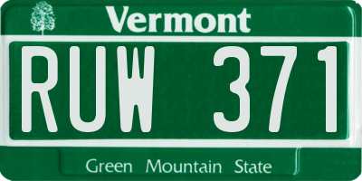VT license plate RUW371