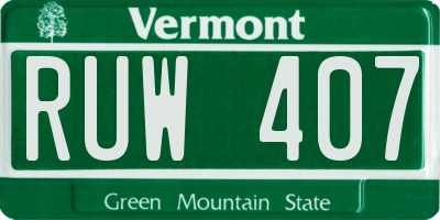 VT license plate RUW407