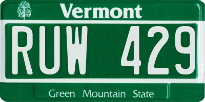 VT license plate RUW429