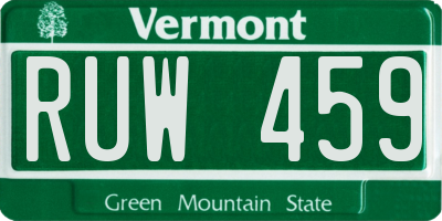 VT license plate RUW459