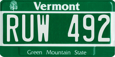 VT license plate RUW492