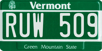 VT license plate RUW509