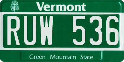 VT license plate RUW536
