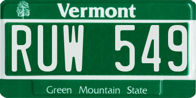 VT license plate RUW549