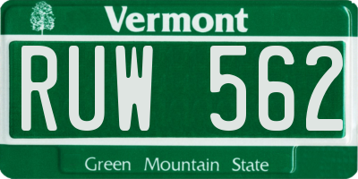 VT license plate RUW562