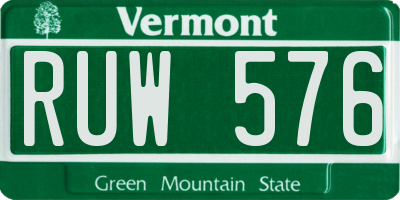 VT license plate RUW576