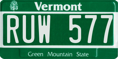 VT license plate RUW577