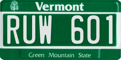 VT license plate RUW601